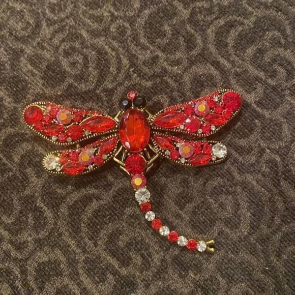 Crystal Vintage Dragonfly Brooch for Women Large - Picture 2 of 6